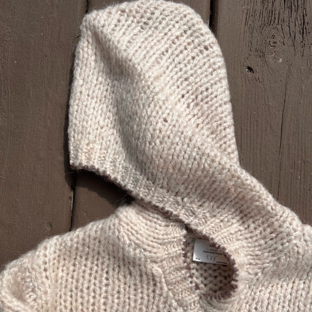 Zara Girls Knit Hooded Sweater - Picture 2 of 5